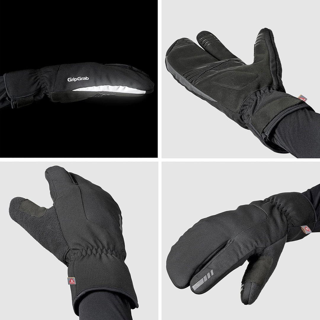 GripGrab Nordic 2 Winddichte Deep Winter 3-Finger Lobster Fahrradhandschuhe Gepolsterte Primaloft Ra