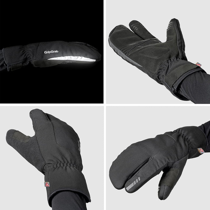 GripGrab Nordic 2 Winddichte Deep Winter 3-Finger Lobster Fahrradhandschuhe Gepolsterte Primaloft Ra