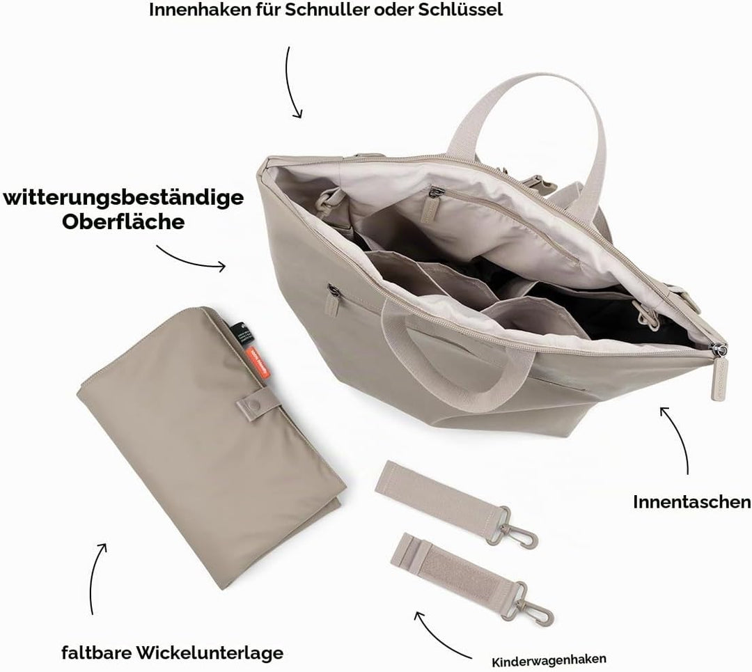 Done by Deer Wickelrucksack - Faltbare Wickelauflage und zwei Kinderwagenhaken inklusive - Wickeltas