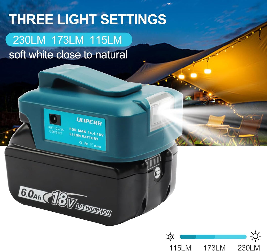 QUPERR - Adp05 Power Source Battery Adapter Arbeitslichtkonverter für Makita 14,4 V & 18 V Akku mit