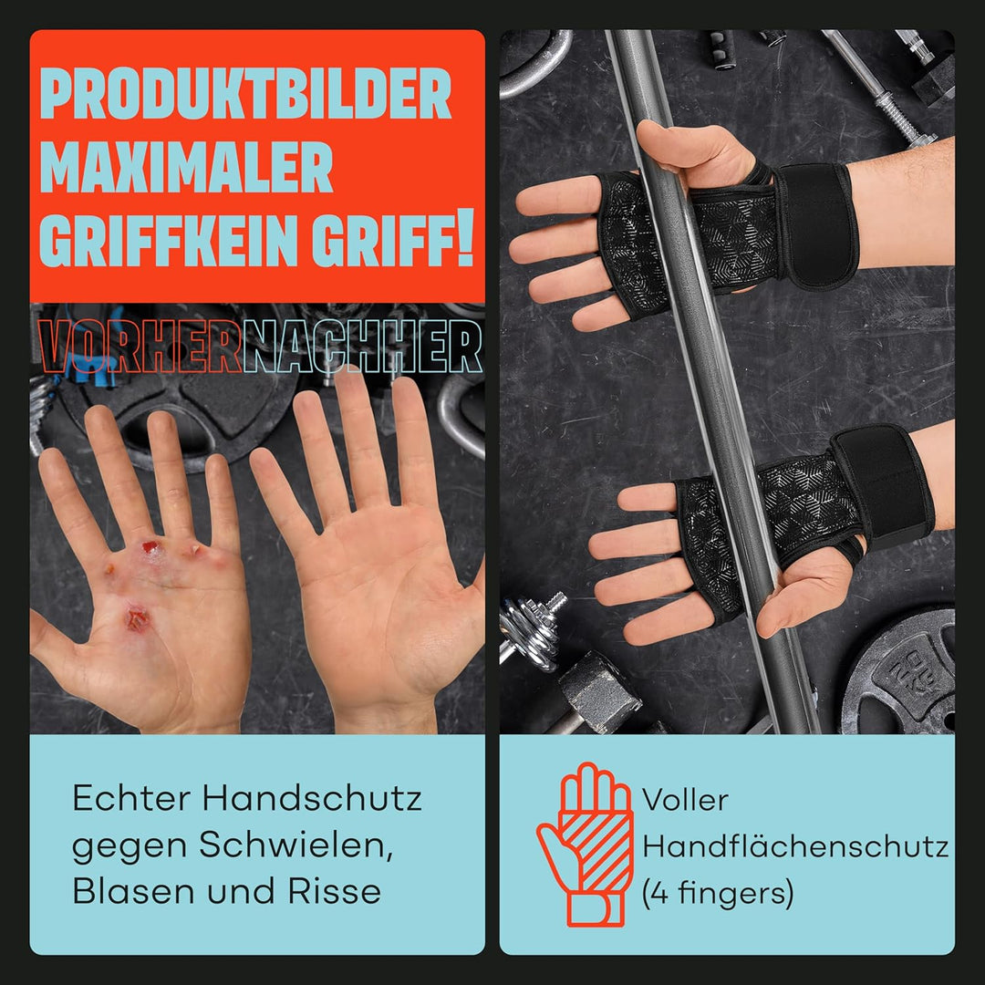 Mava Gewichtheber-Handschuhe mit Handgelenkstütze – Trainingshandschuhe für Training, Klimmzüge, Cal