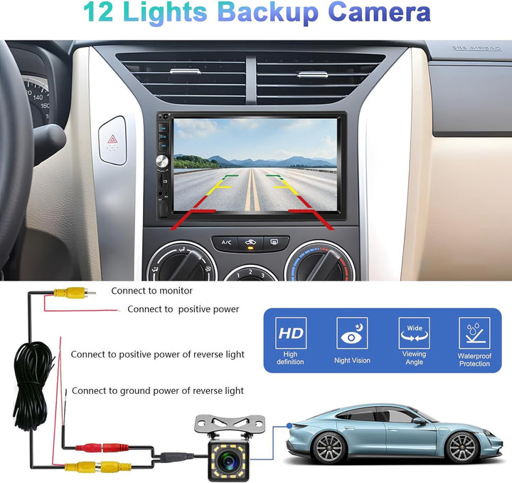 Podofo Autoradio 2 Din mit Apple CarPlay, Android Auto und Bluetooth, 7 Zoll Auto Stereo Radio mit H
