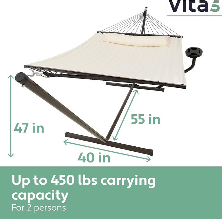 VITA5 Hängematte mit Gestell und Beistelltisch - Hängematte Outdoor für den Garten, Pool & Balkon -