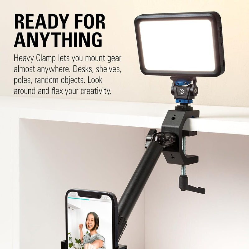 Elgato Heavy Clamp – Profi-Halterung mit Kugelgelenkkopf und Vier ¼-Gewinden, ultrasicher und robust