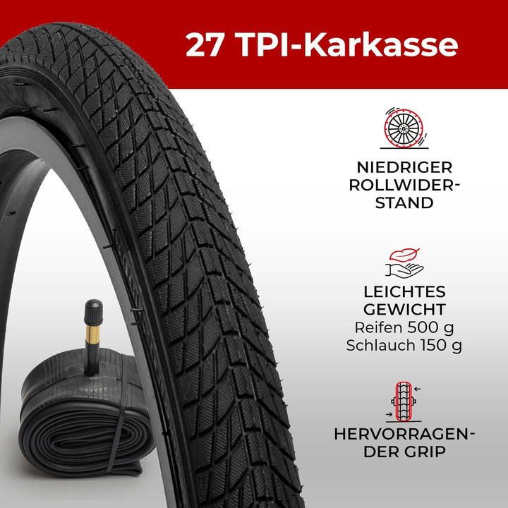 Fincci Set Paar Reifen 20 x 1.75 Zoll Mantel 47-406 mit Schrader Schlauch für BMX Fahrradmantel MTB