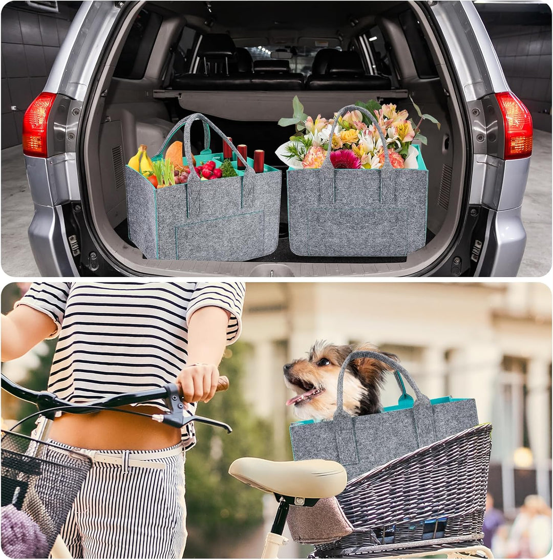 Eurhomewit Filztasche Einkaufstasche mit Fächern, Filztasche Gross 30L Faltbar und Robust Filz Einka