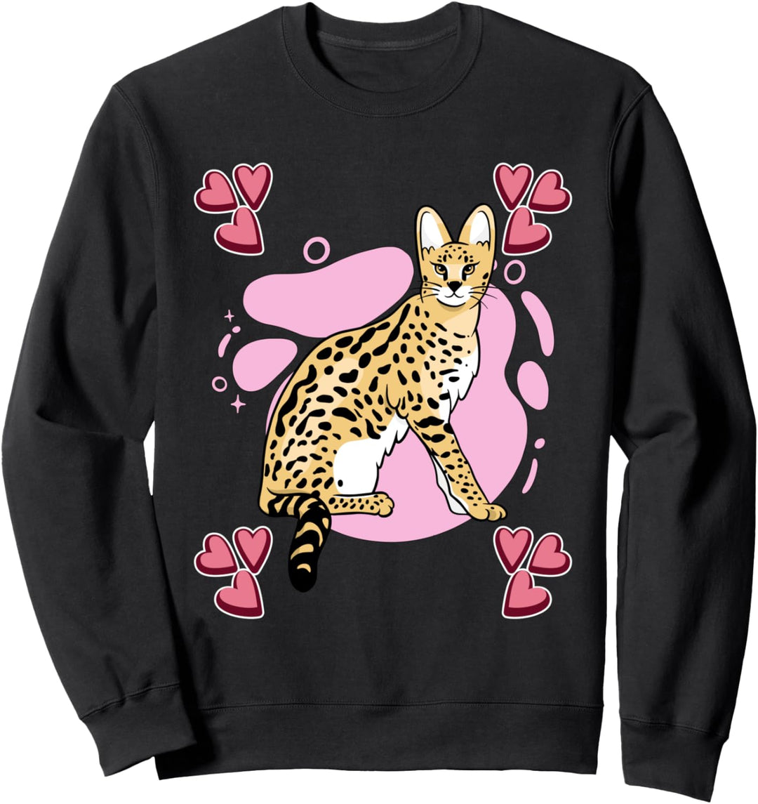 Damen Savannenkatzen Zeichnung Mädchen Savannenkatzen Sweatshirt