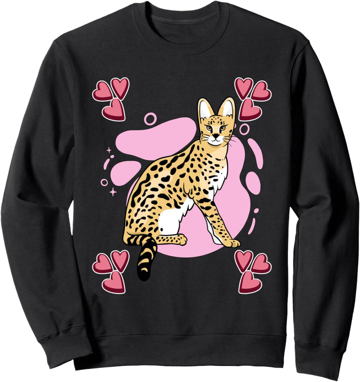 Damen Savannenkatzen Zeichnung Mädchen Savannenkatzen Sweatshirt