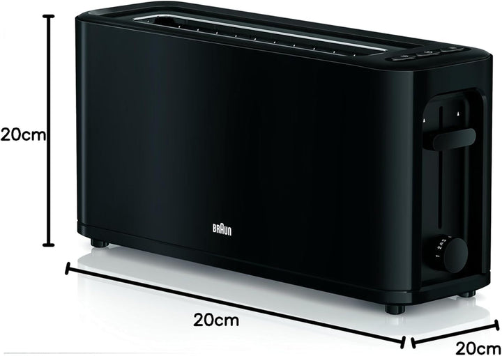 Braun HT 3110 BK Toaster | Langschlitz | Extrabreite Toastkammer | Herausnehmbare Krümelschublade |