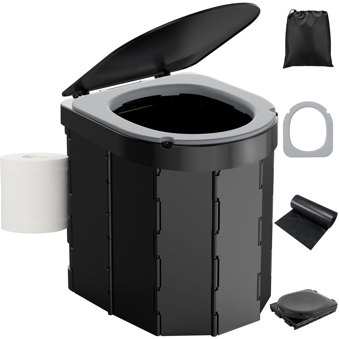 WADEO Tragbare Campingtoilette mit EVA-Komfortsitz, Faltbare Toilette Klapptoilette belastbar bis zu
