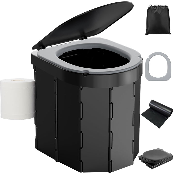WADEO Tragbare Campingtoilette mit EVA-Komfortsitz, Faltbare Toilette Klapptoilette belastbar bis zu