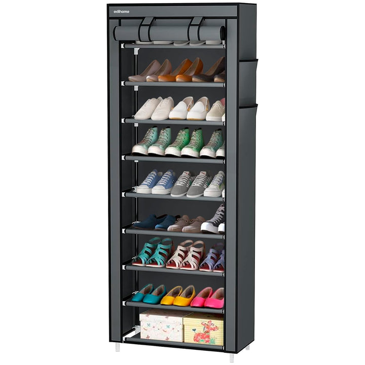 Edihome, Schuhregal, Stoff mit 10 Ebenen, (58 x 28 x 162 cm), Schuhaufbewahrung, mit staubdichtem Üb