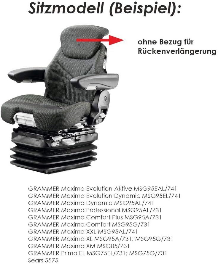 RAU Schonbezug/Sitzbezug für Landmaschinen/Traktor/Trecker/Schlepper/Bagger/Grammer Sitze anthrazit