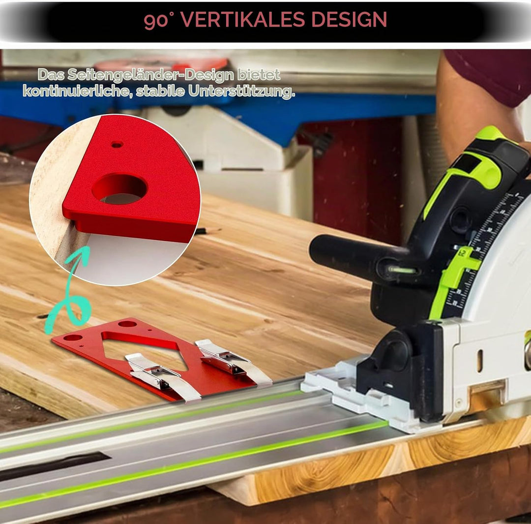 90° Winkelanschlag + Metrisch Imperial Dreieckslineal, CNC-gefräster 90° Anschlag mit Kantenführung,