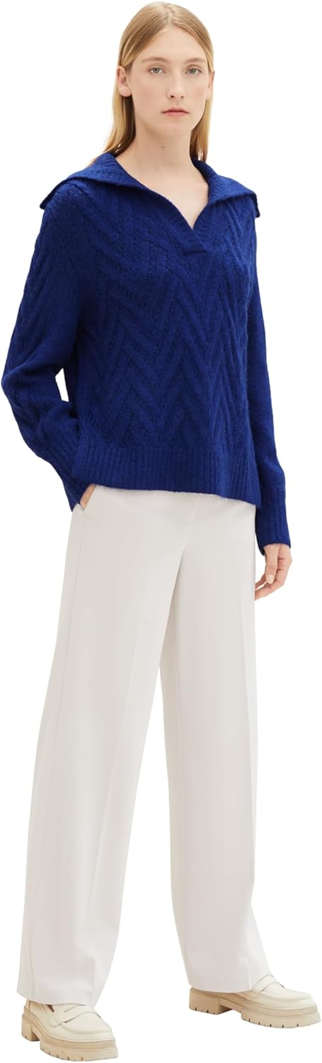TOM TAILOR Damen Pullover M 33965 - Crest Blue Melange, M 33965 - Crest Blue Melange