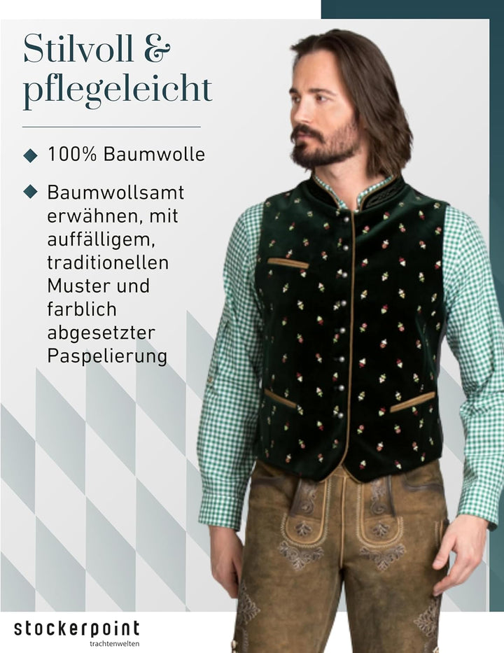 Stockerpoint Herren Trachtenweste Calzado 60 Grün (Tanne), 60 Grün (Tanne)
