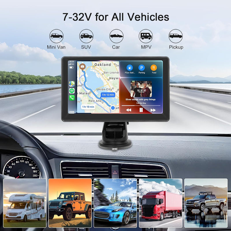 Hodozzy iOS Carplay Bildschirm für Auto, Portable 7 Zoll Touch Screen Wireless Carplay und Android A