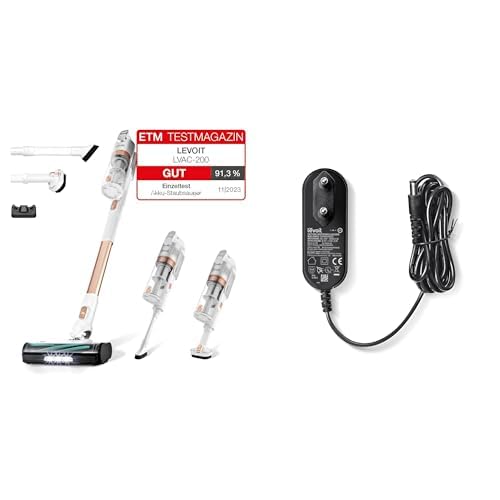 Levoit Akku Staubsauger mit Anti-Haar-Verwicklung + Adapter, max 50Min Laufzeit, Akkustaubsauger mit