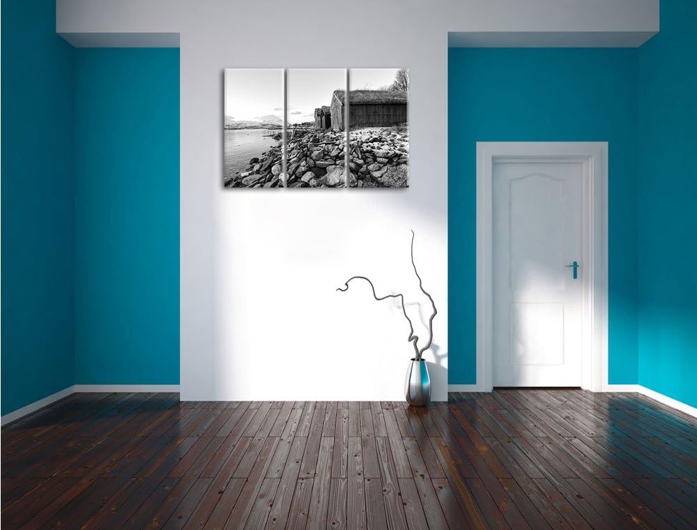 Pixxprint Küste der norwegischen See Tromso als Leinwandbild/Grösse: 3 Teilig (120x80) cm/Wandbild/K