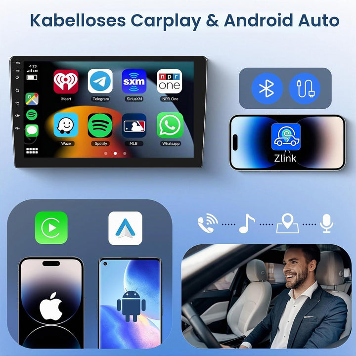 Podofo Carplay Autoradio für Citroen C1/Toyota Aygo/Peugeot 107, Android HiFi Android Auto 10" Touch