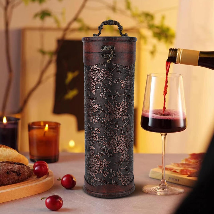Vintage Hölzerne Weinkiste, Hölzerne Einzelne Weinflasche Geschenk-Box Mit Griff Einzelne Flasche Ho