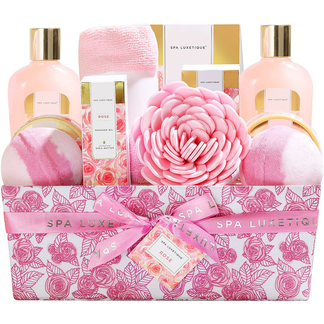 Geschenkkorb für Frauen, SPA LUXETIQUE 12tlg Rosenduft Bade Geschenkset, Valentinstag Geschenke für