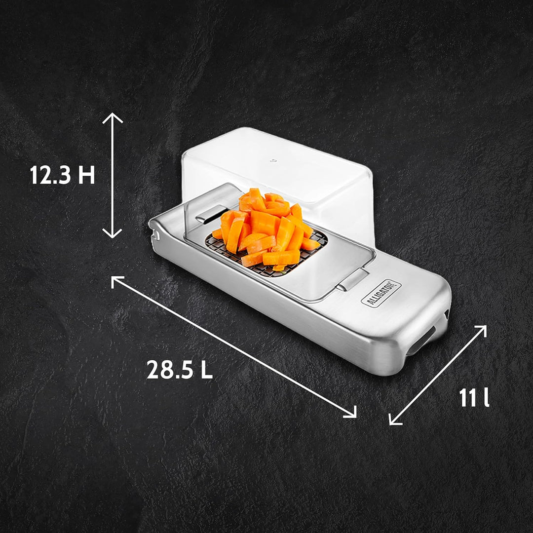 ALLIGATOR 3094 - Edelstahl-Multifunktionsschneider Mit Auffangbox - Gemüse- Zwiebel- und Pommesschne