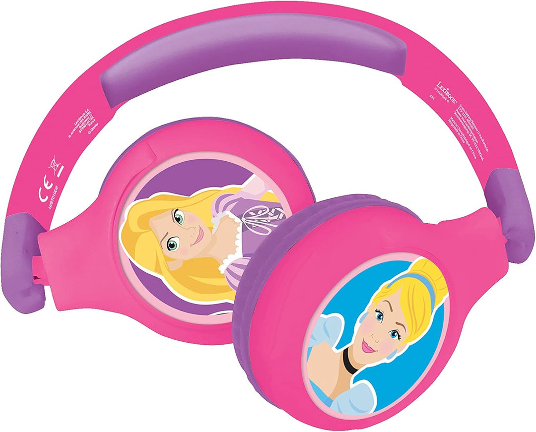 Lexibook - Disney Prinzessinnen - 2-in-1 Audio-Kopfhörer mit Bluetooth und Kabel, Stereo, drahtlos,