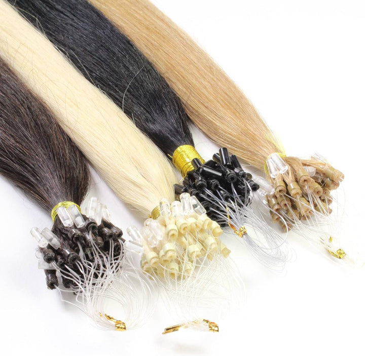 hair2heart Microring Extensions Echthaar glatt - 100 Strähnen 1g 60cm 9/31 lichtblond Gold Asch 60cm