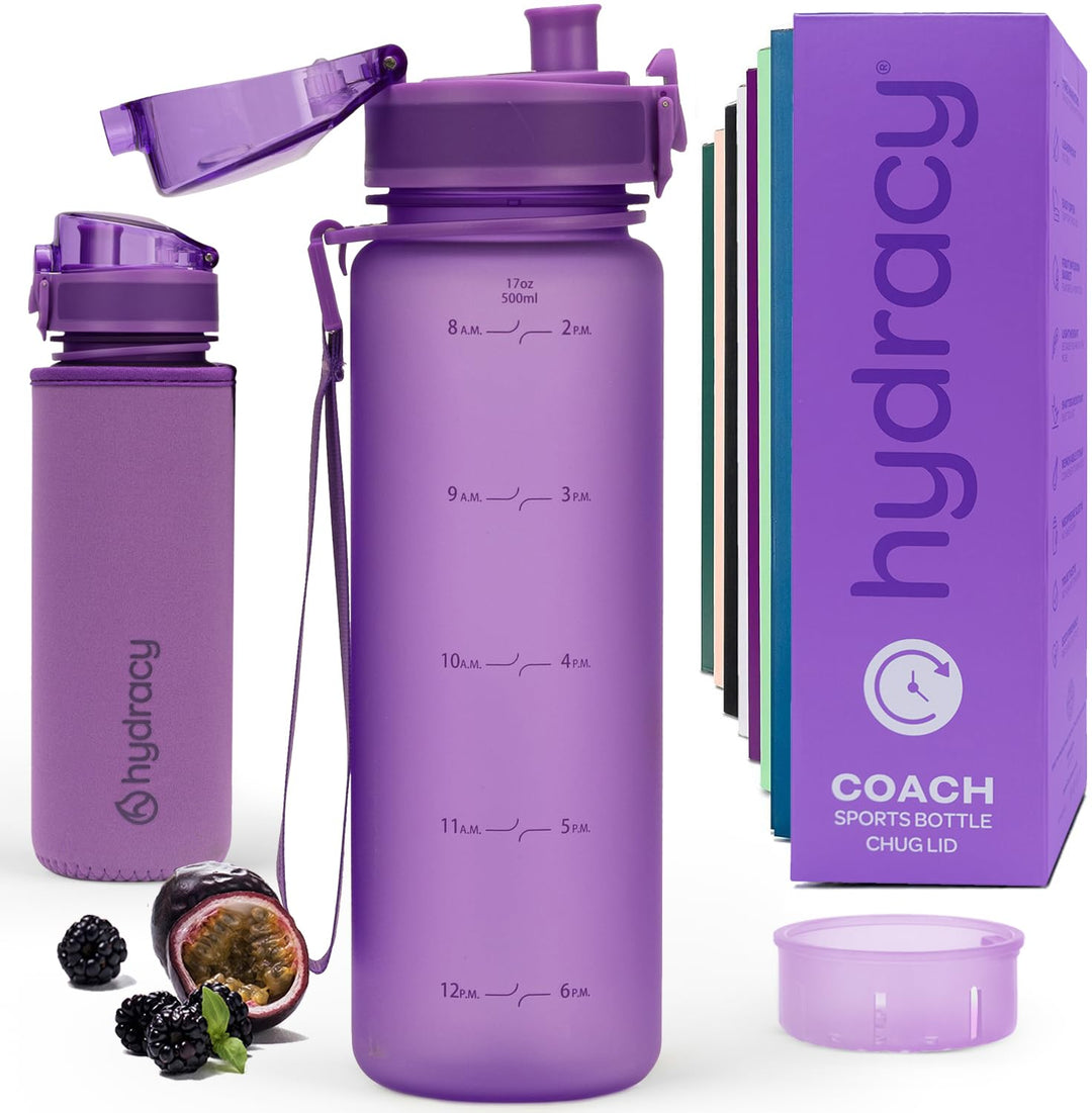 Hydracy Trinkflasche mit Fruchteinsatz - 500ml Wasserflasche - BPA-freie Trinkflasche mit Zeitmarkie