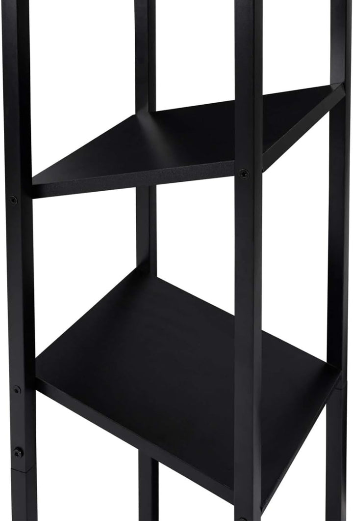 IDMarket - Vertikaler Kaminholzständer aus schwarzem Stahl mit 2 Regalen H.112 cm