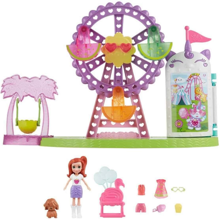Polly Pocket Puppe & Spielset, Tropische Leckereien Karneval Lebensmittel Spielzeug Enthält 7,6 cm P