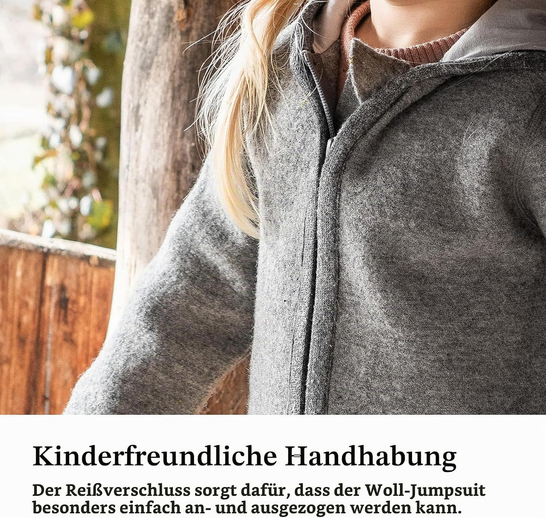 Ehrenkind® WALKOVERALL | Baby Wollwalk-Overalls aus Natur Schurwolle mit Reissverschluss | Walk Woll