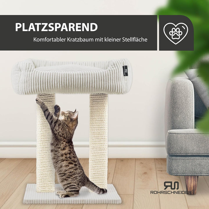 Rohrschneider moderner Kratzbaum Wolly | Made in Germany | Kleiner Katzenbaum mit 2 Breiten Kratzsäu