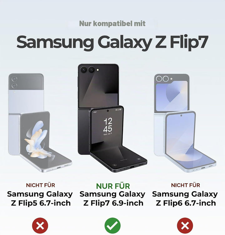 Dexnor Kompatibel mit Samsung Galaxy Z Flip 7 Hülle (2025) mit Dual Kickstands &amp; Auto-Close Scharnie
