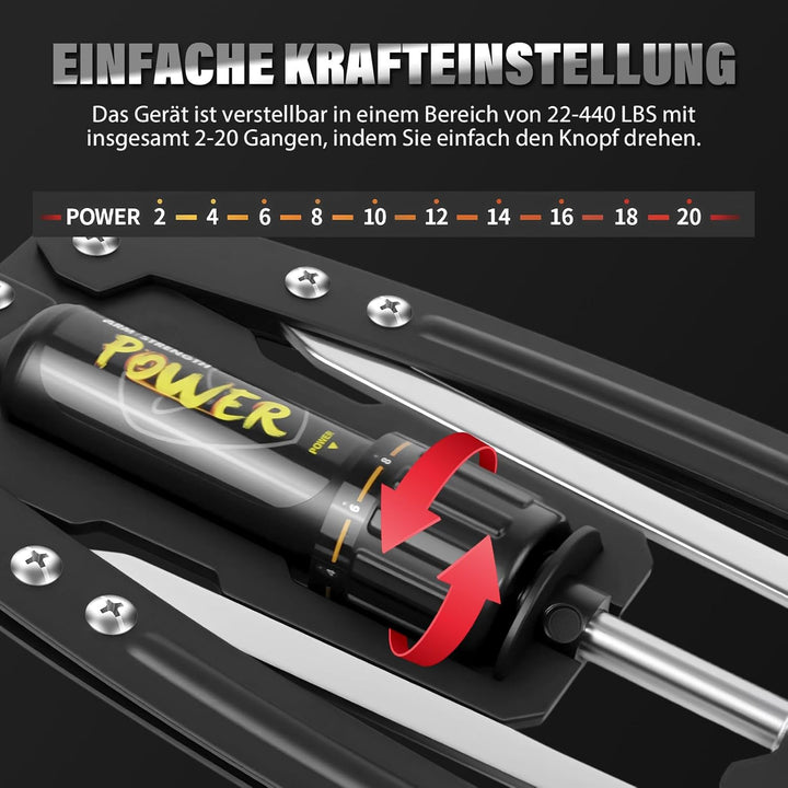 Power Twister Brustexpander Hydraulischer Arm- und Brusttrainer Verstellbar (10-200 kg) für Brust-,