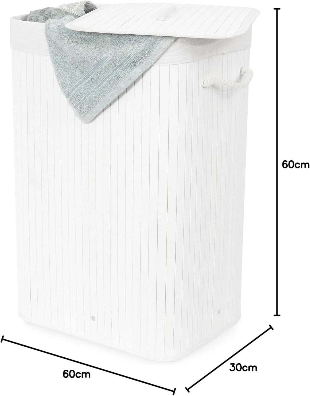 Compactor Wäschekorb Weiss 40 x 30 x H.60 cm Weiss Klassisch, Weiss Klassisch