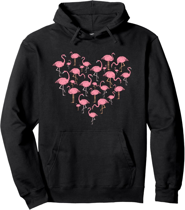 Flamingo-Herz mit rosa Vögeln für Frauen, Mädchen, Mutter Pullover Hoodie