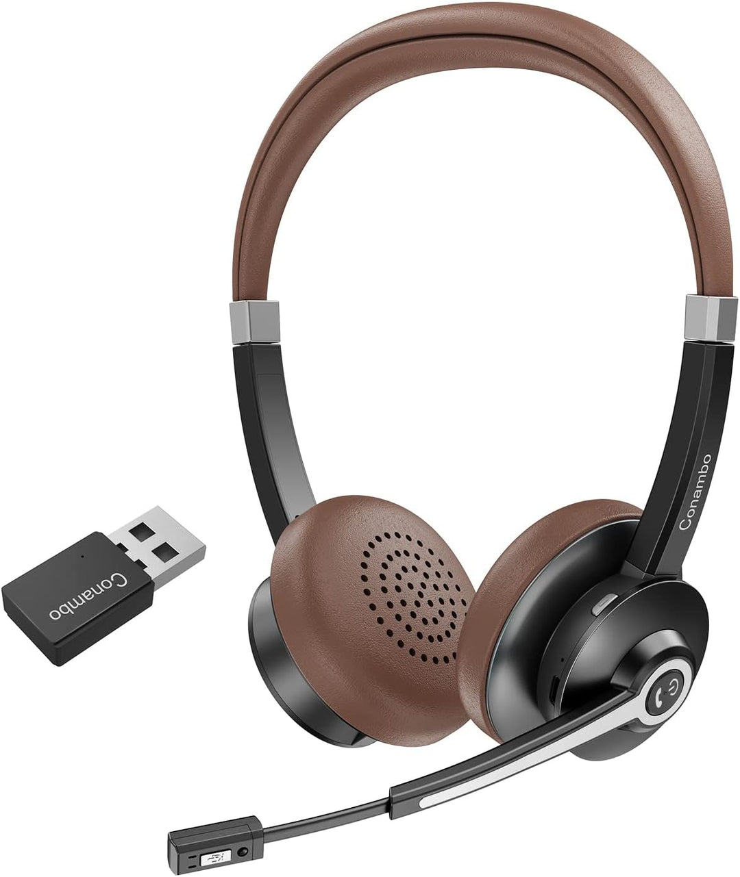 Conambo Headset mit Mikrofon, Kabellos Bluetooth Headset mit Mikrofon mit HD Stereo Sound für Laptop