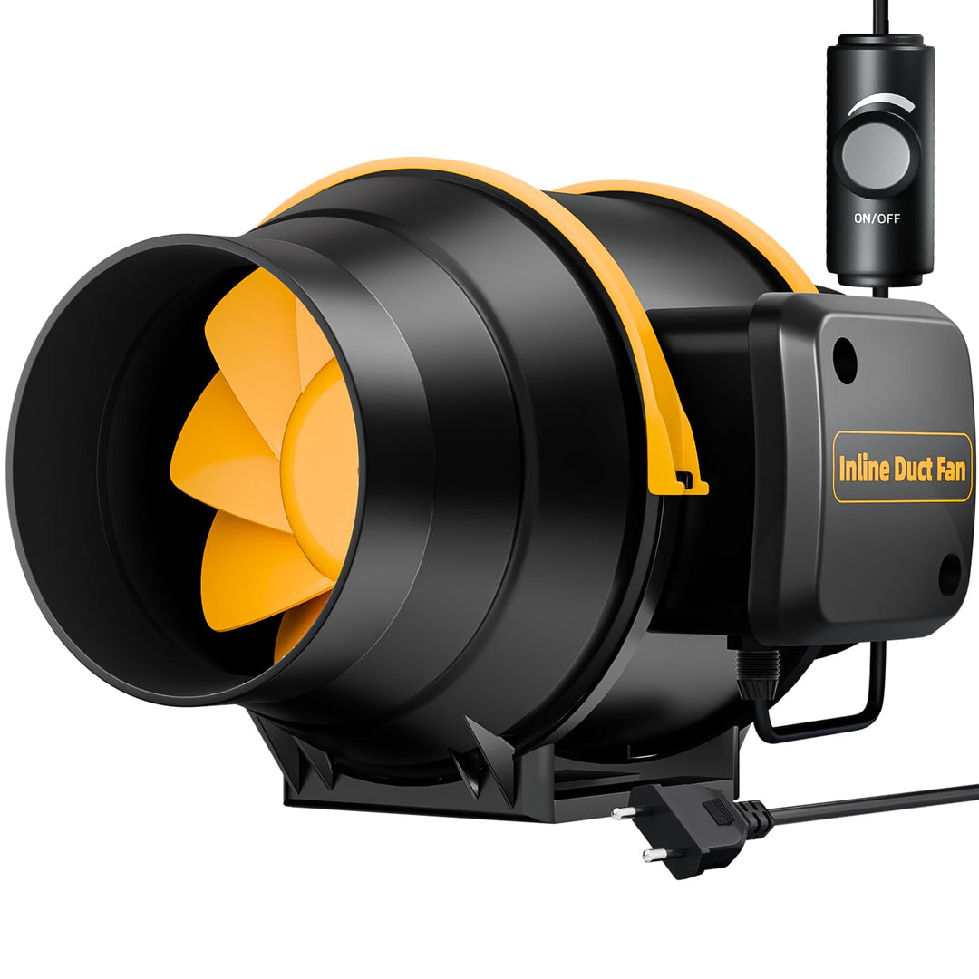 Regelbarer Rohrventilator 100mm mit Drehzahlregler, leiser Inline Abluftventilator Belüftung mit Dop