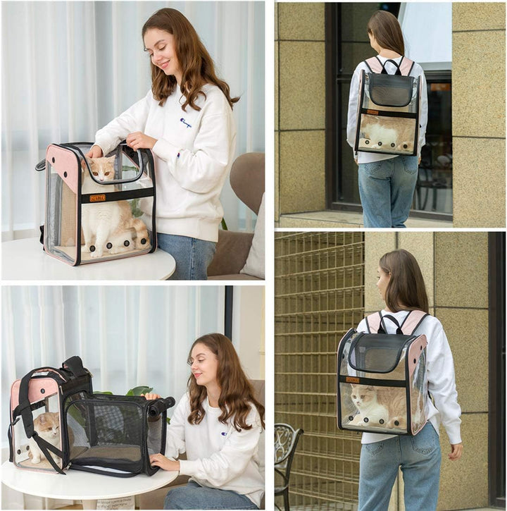 Transporttasche Rucksack Haustiere Hunde Katzen 10kg, Erweiterbare Grosse Tragbare Katzenrucksack Hu