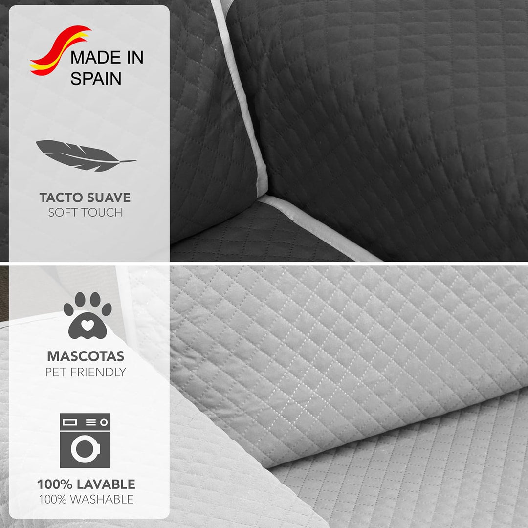 Martina Home Diamond Sofabezug, gesteppt, wendbar, grau-anthrazit, 4-Sitzer Grau/Anthrazit 4 Plätze,