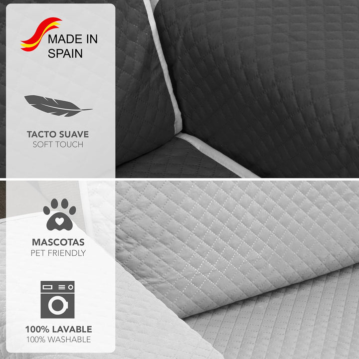 Martina Home Diamond Sofabezug, gesteppt, wendbar, grau-anthrazit, 4-Sitzer Grau/Anthrazit 4 Plätze,