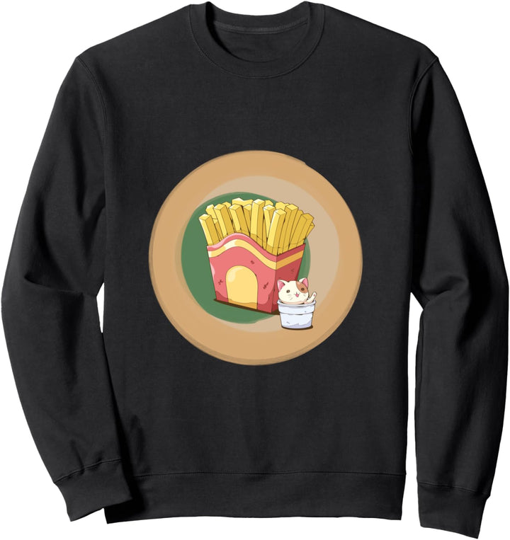 Kawaii Katze Pommes Lustige Foodlover für katzenbesitzer Sweatshirt