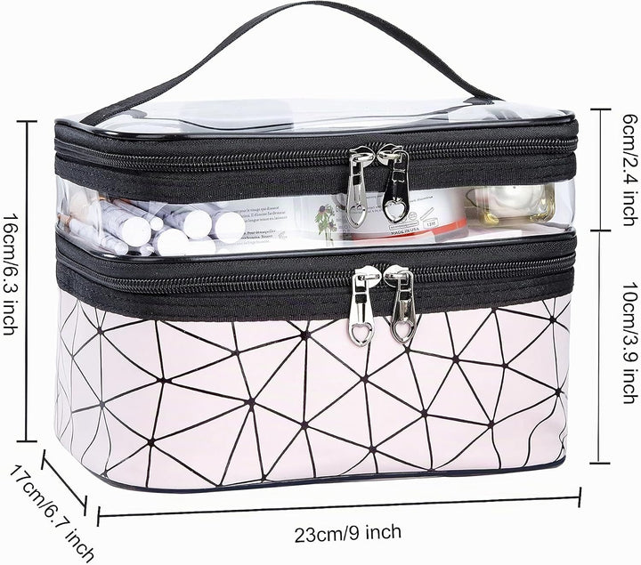 Kosmetiktasche Doppelschichtige Kulturbeutel Tragbare Transparent Reise Schminktasche Grosse Makeup