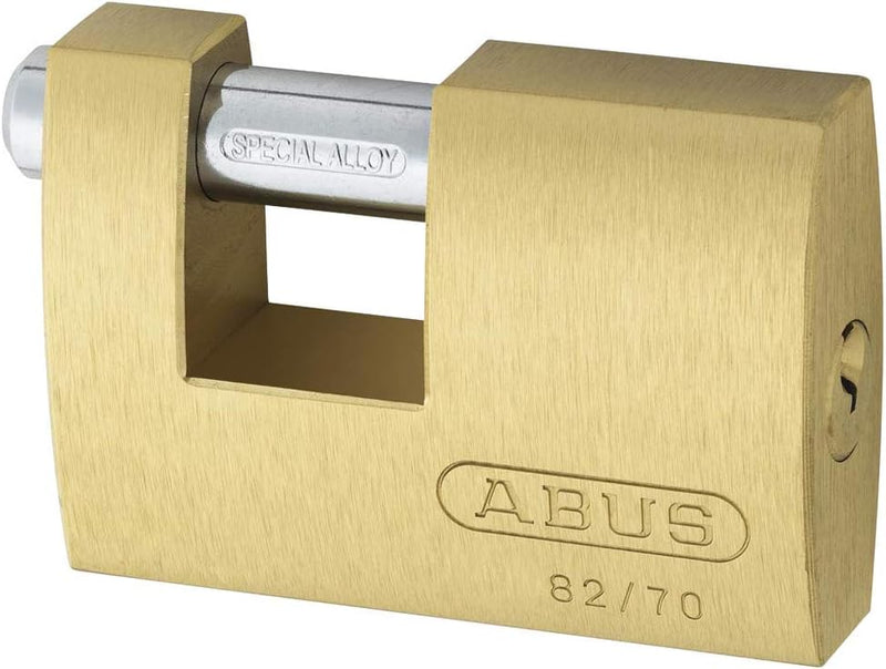 ABUS Messing-Vorhängeschloss 82/70 - Monoblock-Hangschloss für Rollgitter, Automaten, Container u. v