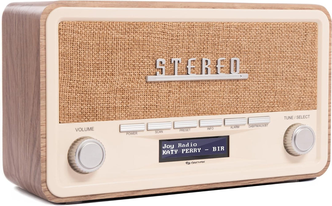 Denver Retro-Bluetooth-Radio, DAB-18 WH, Sport, Mehrfarbig (Mehrfarbig), Einheitsgrösse