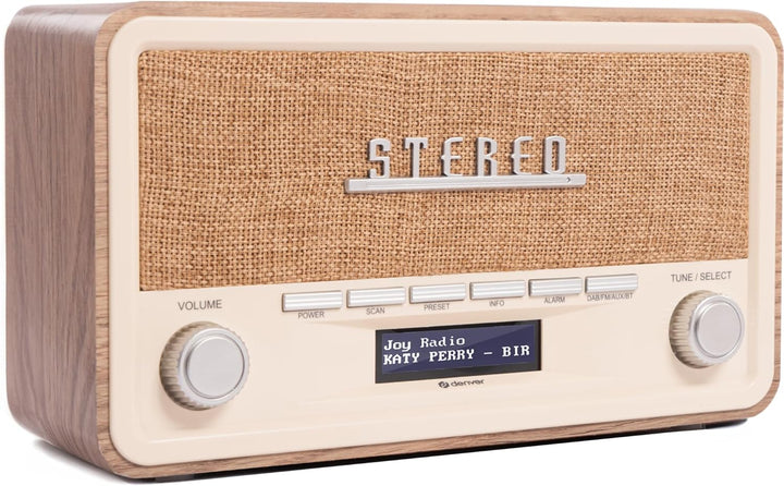 Denver Retro-Bluetooth-Radio, DAB-18 WH, Sport, Mehrfarbig (Mehrfarbig), Einheitsgrösse