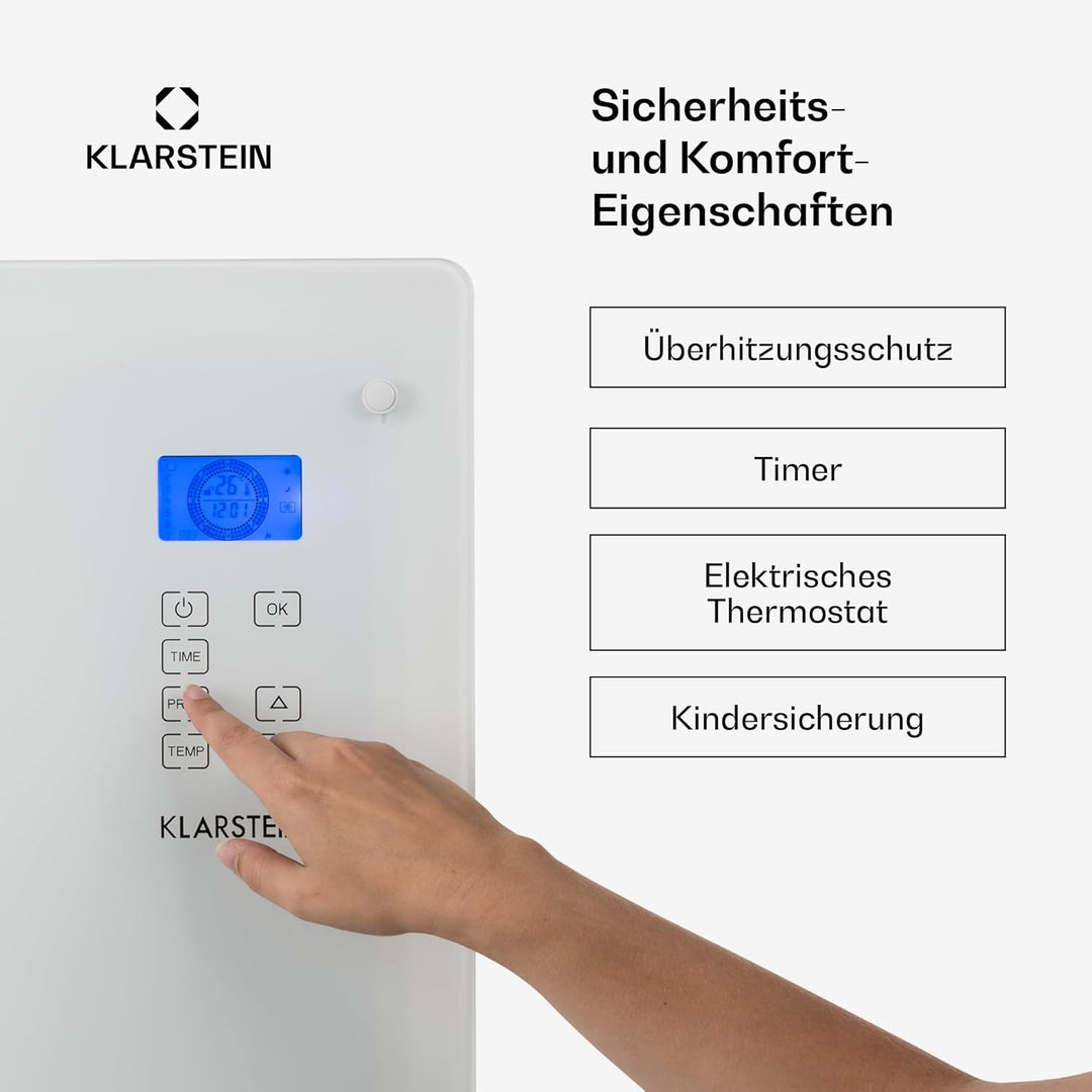 Klarstein Elektroheizung, Konvektor-Heizung mit, Mobile Elektroheizung Energiesparend, Leise Heizung