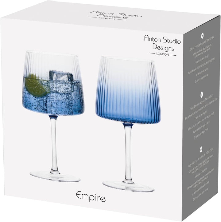 Set mit 2 Empire Blue Gin-Gläsern – Premium Blue Gin-Gläser Gingläser Blau, Gingläser Blau
